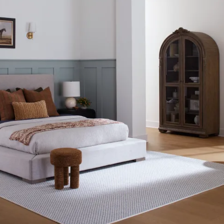 Karastan area rug in a modern bedroom