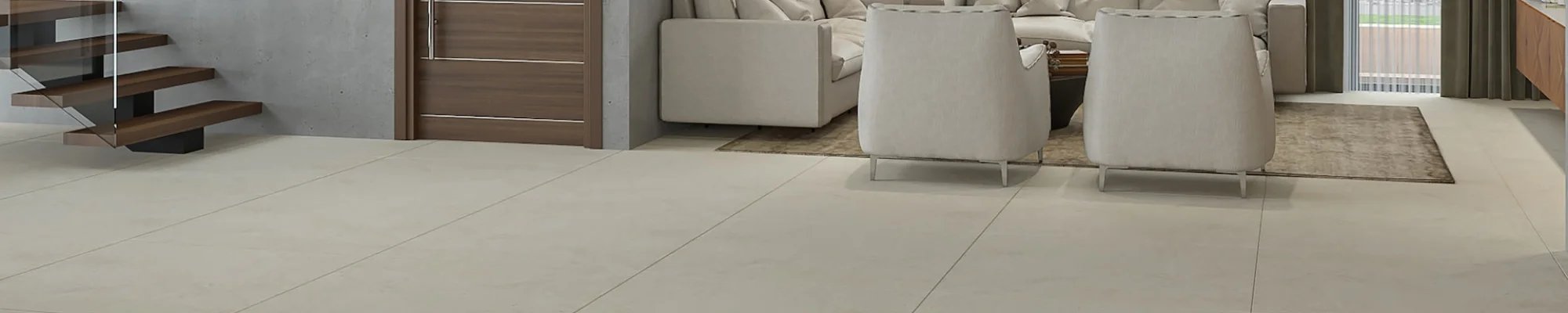 Grey tile floors in a modern home