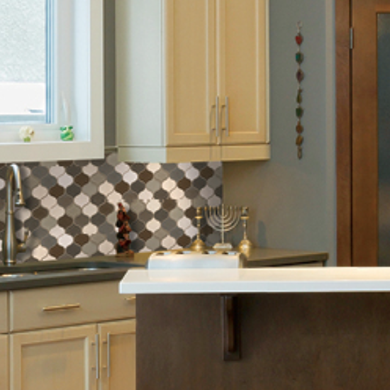 Tile backsplash in a family kitchen