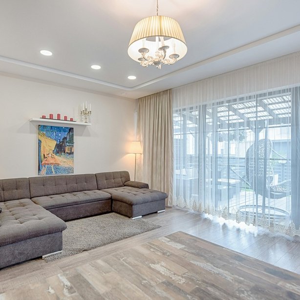 Rustic flooring in a living room
