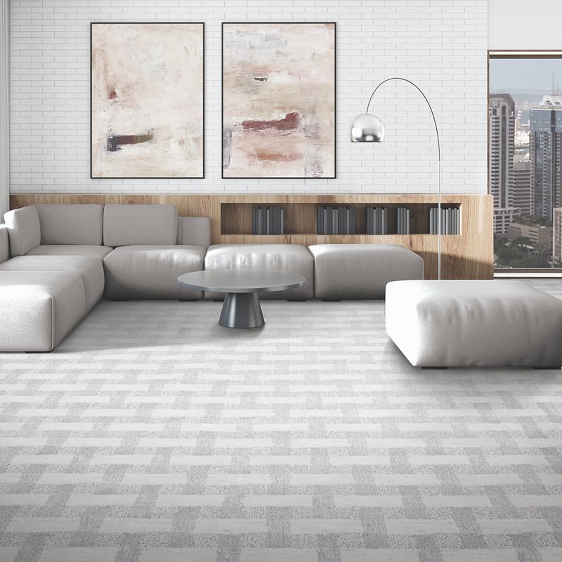 Grey patterned carpet floor