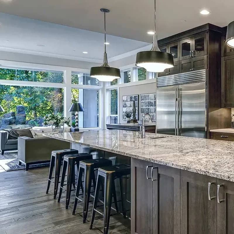 Grey cabinets in a remodeled kitchen